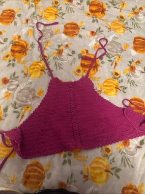 Forever 21 Fuchsia Crochet Halter Top